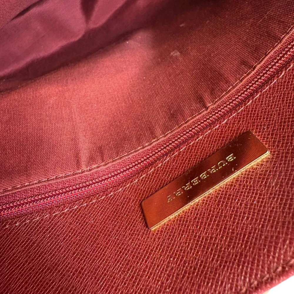 Burberry vintage classic nova check and burgundy leather tote bag - Picture 6 of 16